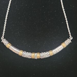 Sterling silver, crystal and brass necklace